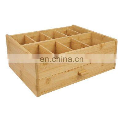 Home Office Bamboo Desk Drawer Organizer Bamboo Desktop Organizer Durable Wood Table Top Storage for Pencils photo-2