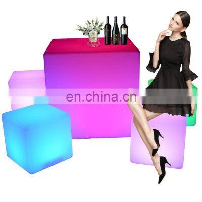 led mood light cube /40/43/50/60 cm outdoor garden decoration muti-color illuminated led stools bar chairs led cube chair