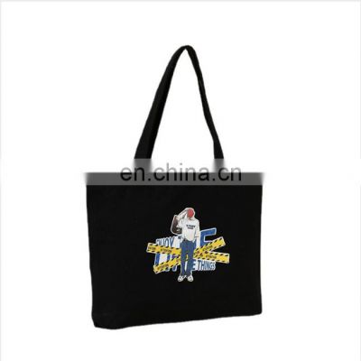 Wholesale Black Blank Reusable canvas bag Custom Logo Printed Cotton Cloth Ladies fashion Shopping Bag Canvas Tote Bags