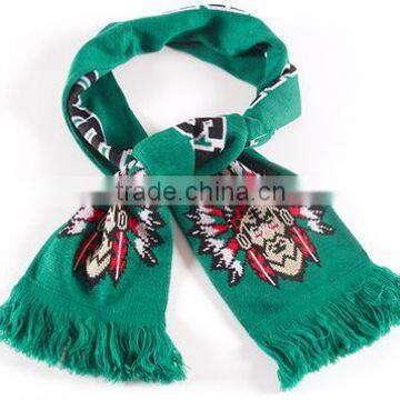 High Quality Custom Design Wholesale Acrylic Jacquard Knitted Soccer Football Fan Scarf