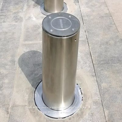 Custom Shopping Mall High Security Access Warning Led Light Automatic Electric Retractable Barrier Rising Bollard