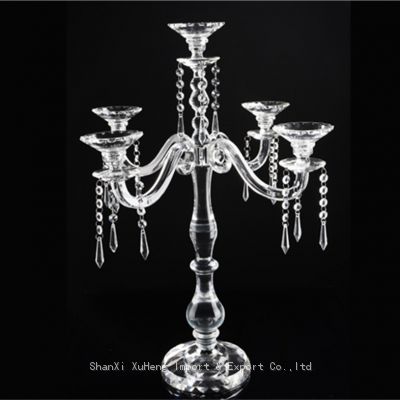 Factory Direct Wedding Decoration 5 Arms Crystal Candelabra Candlestick For Wedding Centerpiece