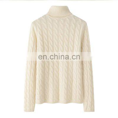 Autumn Winter Ladies' 100% Pure Cashmere Turtleneck Sweater Thick Knitwear Casual Style Solid Pattern Front Warm Comfortable photo-2