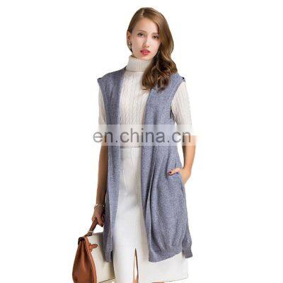 2022 New Fashion Sleeveless Cardigan Women Oversized Hooded Wool Sweater