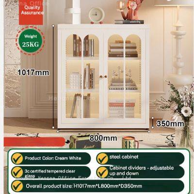 Enclosed Glass Bookcase With Multi-Layer Shelves & Safe Rounded Edges – Ideal for Living Room Storage & Office Spaces photo-3