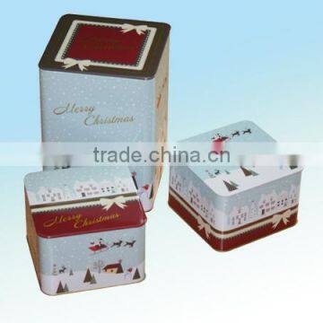 square christmas gift packaging tin box set