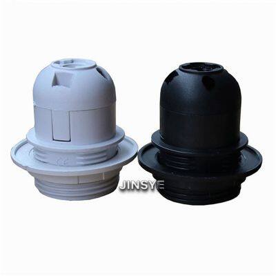 SAA VDE CE E27 White/Black Plastic Lamp Holder Lamp Socket Light Socket with Half Threaded Ring For Table Lamp