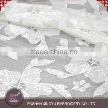 Sale High Quality Factory Latest Embroidery Designs Wholesale Sequin 100% Polyester Mesh Fabric photo-2
