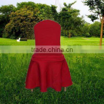 high quality red dining elastic chair cover with skirt