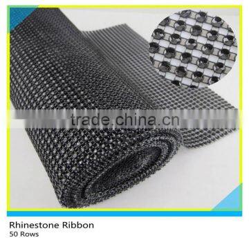 50 Rows 5 Yards Black Plastic Diamante Mesh Roll Loose Rhinestone Wrap