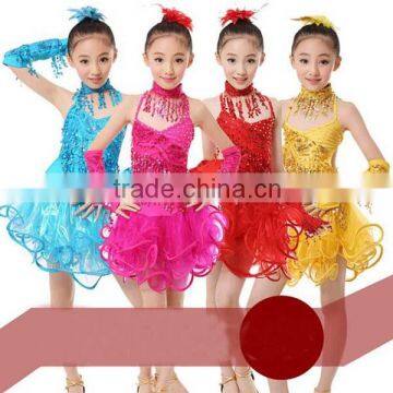 Professional latin dance costume for girls for performance Tasseled Latin Salsa Dancewear Girls Party Dance Costume Dress