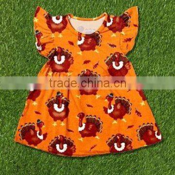 Halloween clothing2016 summer new design dress children boutique dress flutter sleeve Turkey pattern girl dress