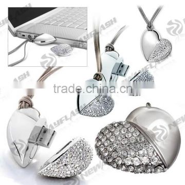 Recordable heart shape crystal usb flash drive 1gb 2gb