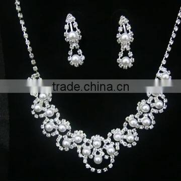 Double-Layer Imitation Pearl Beads Necklace Drop Handmade Jewelry Set photo-4