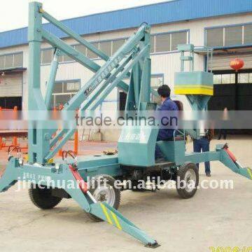 Hydraulic crank arm lift table for 360 degrees of rotation