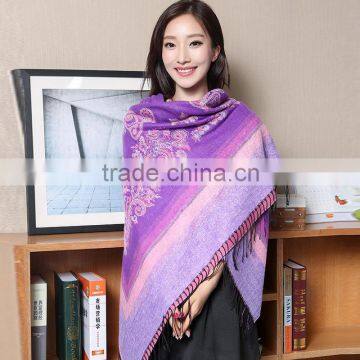 Tassel Flower Paisley Jacquard Square Lady Shawl photo-6
