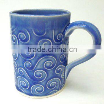 blue printing ceramic mug ,cheap ceramic mugs,ceramic eco coffee mugs with lids