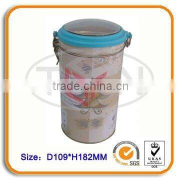 Airtight tin box with plastic lid