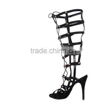 2015 Women Over Knee High Heels Boots Lace up Black Knee Boots High Heel Boots for Women photo-3