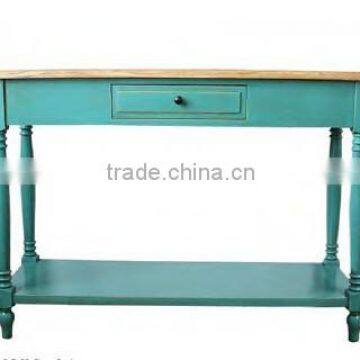 Classic french country style turquoise blue console table with drawers