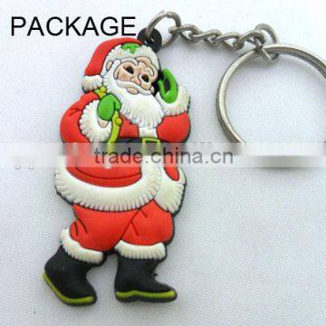 X'mas Santa Claus Shaped Rubber Keychain / Soft PVC Key Ring