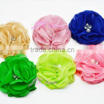 Hair Flower / Rose Fabric Flower / Chiffon Flower /handmade flower/ artificial flower/ puff flower