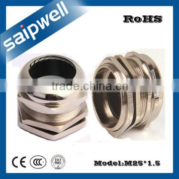 SAIPWELL M25*1.5 Newest Electrical Accessory Waterproof Brass Plating Nickel Cable Gland