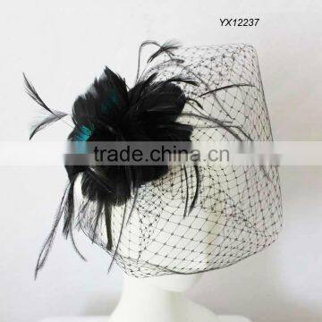 Black ladies fascinator with veil on metal band