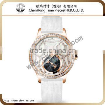 Elegant quartz stainless steel case back ladies copper beautiful ladies watch