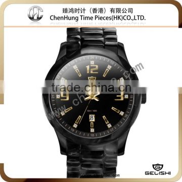 Black acetate army watch swiss military watch manufacturer stainless steel watch case water resistant