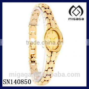 fashion ladies yellow gold plating quartz watches for ladies*Quartz Ladies Faceted Crystal Gold Tone Bracelet Watch