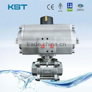 3PC Ball Valve With Stainless Steel Pneumatic Actuator