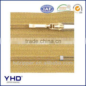 3# resin light golden zipper with special puller