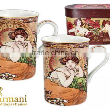 Set of 2 Classic mugs 0,275ml in a Gift Box - Alphonse Mucha - Topaz CARMANI