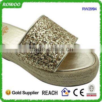 Shiny Glitter Lady Wedge Manufacturer Wholesale Slip on Shoes photo-5