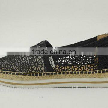 espadrilles black lace jute sole quality alpargata canvas casual shoes