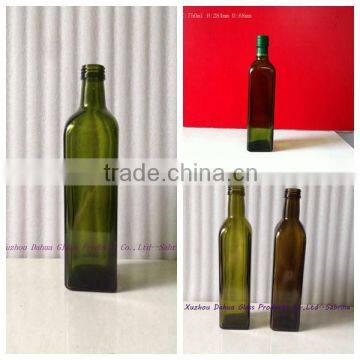 250ml 500ml 750ml 1000ml dark green square glass olive oil bottles