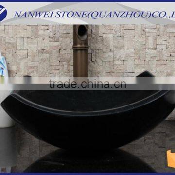 stone material of black color water basin cut to size lavabos tub