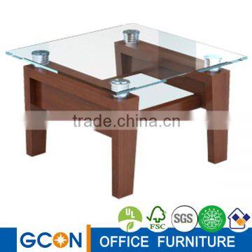 cheap glass top wood leg office coffee table