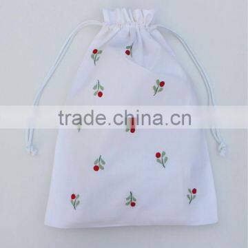 Flowers embroidered drawstring laundry bags, personalized monogrammed lingerie bag