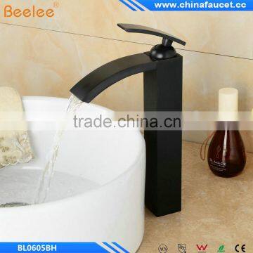 Black Oil Rubbed Bronze Finish Single Handle Single Hole Bathroom Waterfall Basin Mixer Vessel Faucet Tap