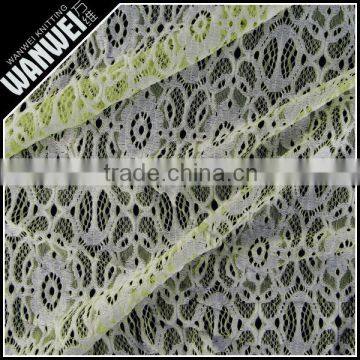 nylon polyester lyca fabric lace textile in double color orange white fabrics for wedding dress