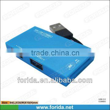 2 port USB 2.0 hub & SD/TF card reader, usb combo