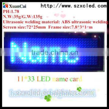 Factory Best Price scroll text display LED nametag With USB cable safety led display nameplate led nameplate display11 x 33 pixe