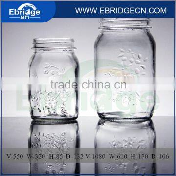 engraved glass mason jars wide-mouth jam jelly canning jars