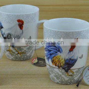 11OZ cock design full decal print coffee cups, shiny surface porcelain mug, KL5004-11041