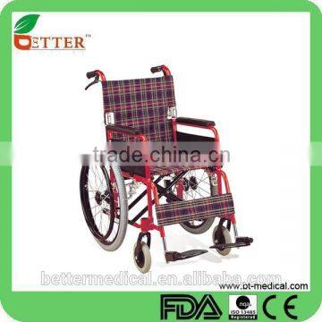 hight light red steel wheelchair with drop back function