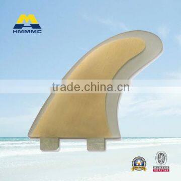 Yellow bamboo surfboard fins