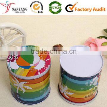 High Quality OEM Design Tin Box Round Rainbow Color Gift Box 3D Metal Box