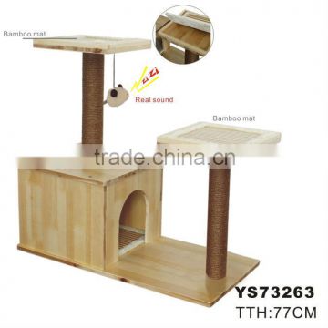 Cat tree and wooden cat house